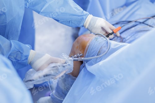 Preview: Knee arthroscopy with PCL reconstruction using arthroscope in sterile operating room