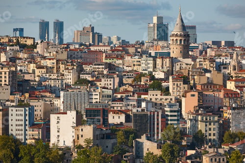 Preview: Galata tower and traditional buildings in Istanbul city center. Turkey