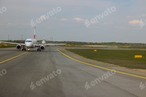Preview: Airplane is undergoing on runway before it can take off and depart.