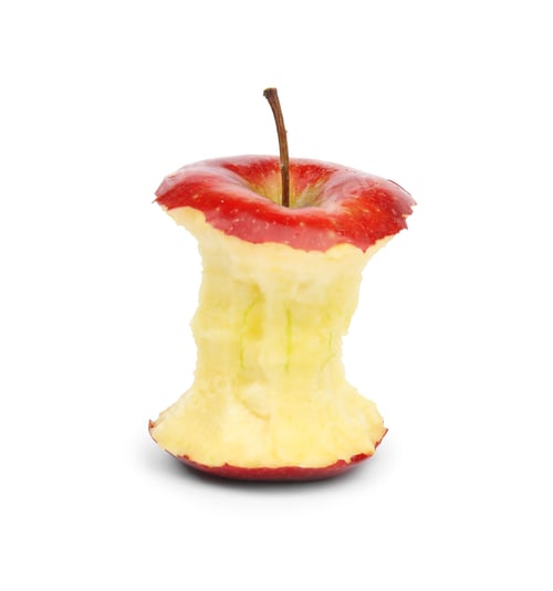 Preview: Ripe red apple core on white background