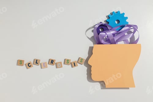 Preview: Paper model of human head with gears and tape