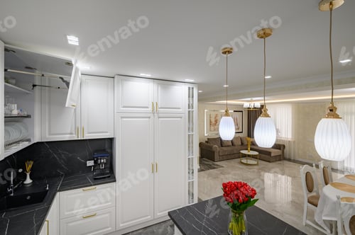 Preview: Modern Kitchen and Living Room Interior Design