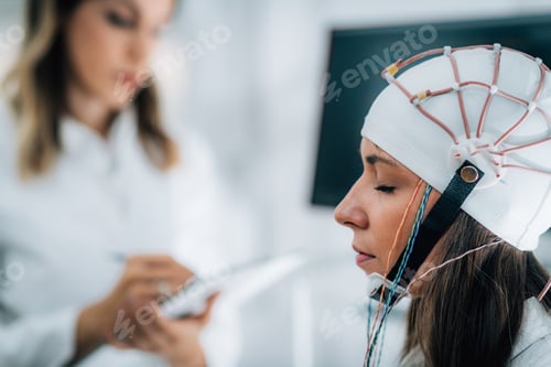 Preview: Doctor and Patient in Neuroscience Lab, Doing EEG Scan