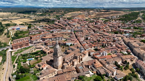 Preview: Scenic aerial view of medieval Roman Catholic Cathedral of Assumption of El Burgo de Osma