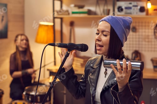 Preview: Beautiful singer at a rehearsal