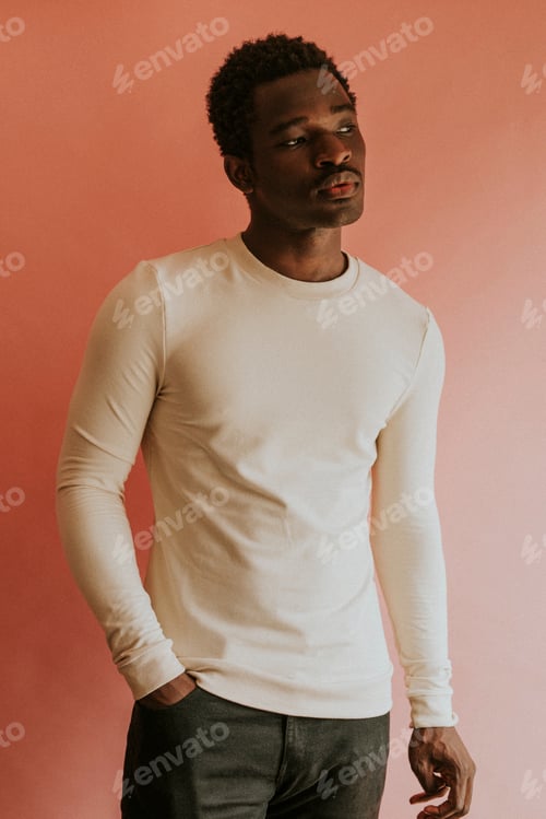 Preview: White long sleeves top mockup men's apparel