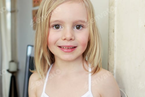 Preview: Portrait of innocent young girl in corridor