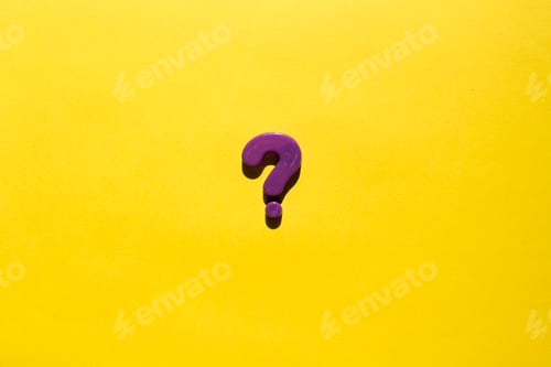 Preview: Violet question mark on a yellow background