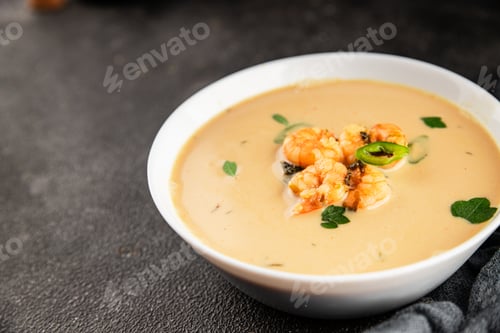 Preview: Tom kha soup shrimp, coconut milk, miso paste tasty seafood snack fresh delicious food