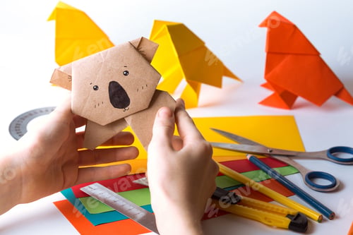 Preview: origami bird made of colored paper