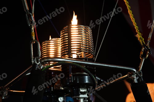Preview: Burner of hot air balloon in Slatington airport.