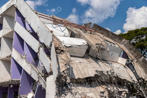 Preview: Debris and destroyed building that collapsed from the earthquake.