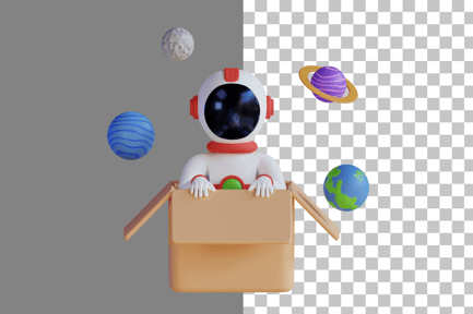 Preview: Astronaut In Box 3D Illustration