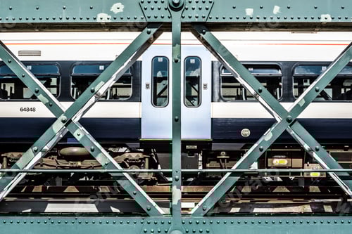 Preview: Tube crossing Hugerford and Golden Jubilee Bridge, London, England, United Kingdom