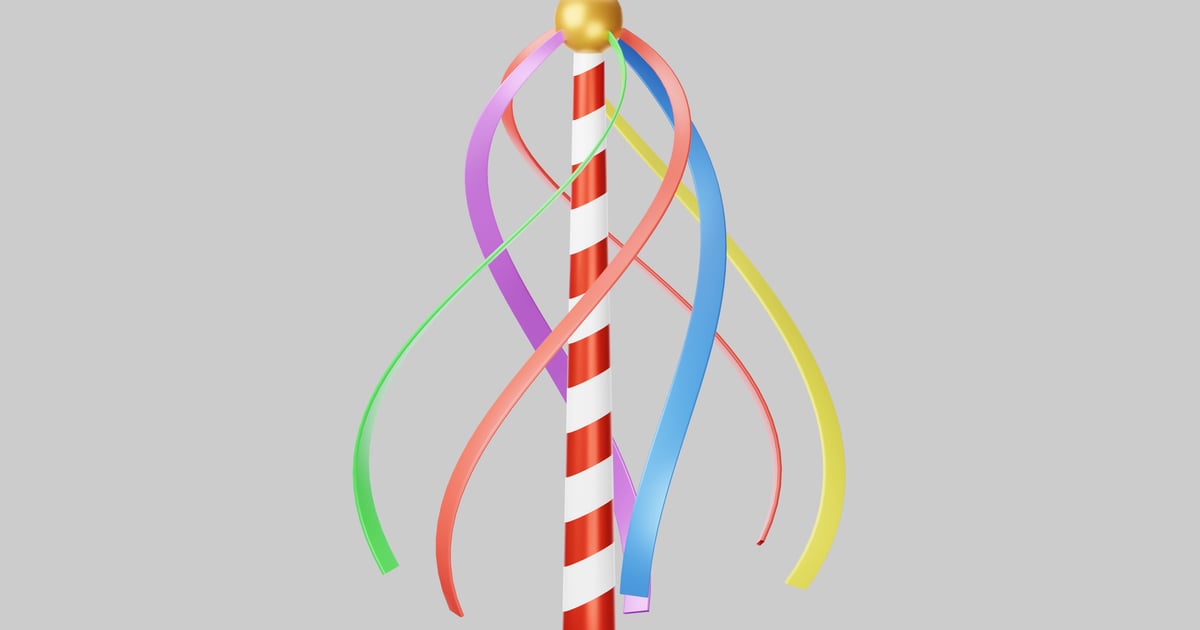 Maypole with festive ribbons 3D, Incl. celebration & event - Envato