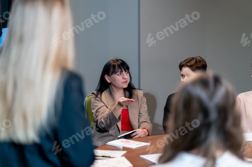 Preview: business meeting the audience asks a question or offers an idea to the speaker brainstorming session