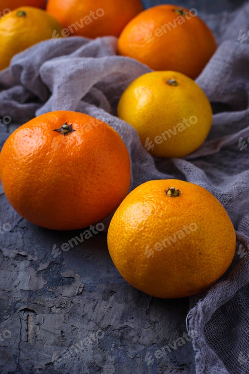 Preview: Sweet orange tangerines on concrete background