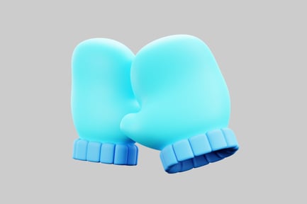 Preview: Winter blue knit mittens pair