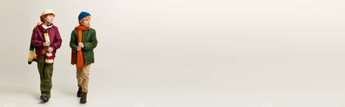 Preview: Stylish kids enjoying a playful moment during a joyful childhood adventure