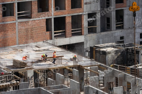 Preview: Construction worker Concrete pouring during commercial concreting floors of building in construction