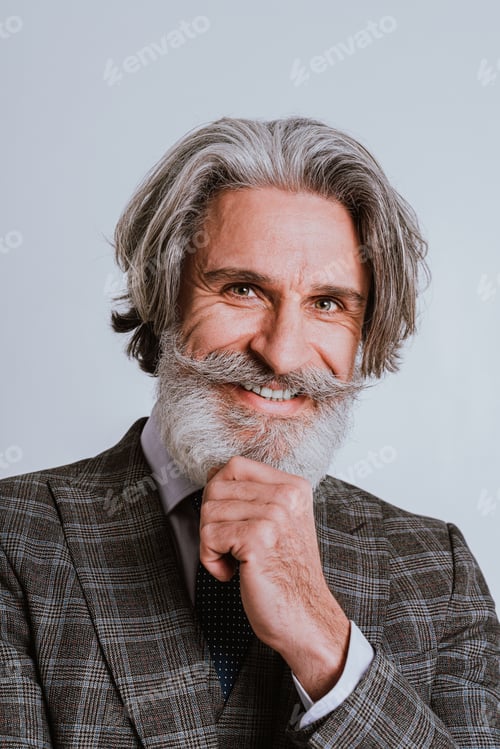 Preview: Senior trendy man with hipster style portrait