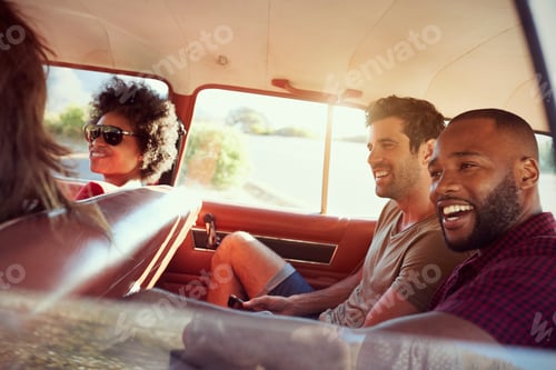 Preview: Group Of Friends Relaxing In Car During Road Trip
