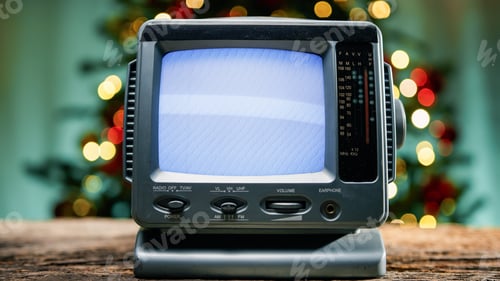 Preview: Old static tv with Christmas background