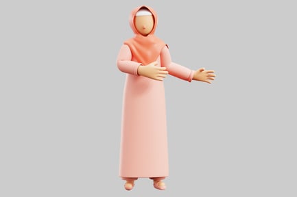 Preview: Woman in a Light Pink Dress and Headscarf
