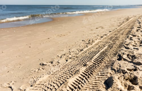 Preview: Tire tracks on sandy beach