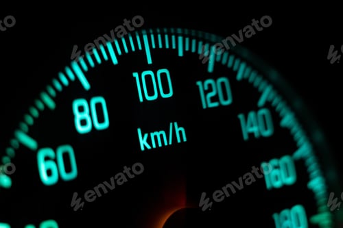 Preview: a macro view of the speedometer in the vehicle with numbers and scale