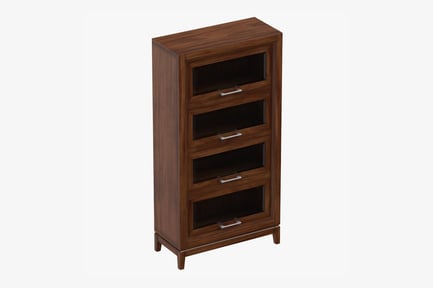 Preview: Walnut Bookcase Cabinet with Glass Doors