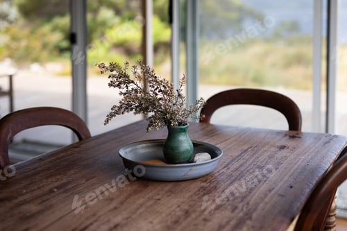 Preview: timber dining table home house vase flowers
