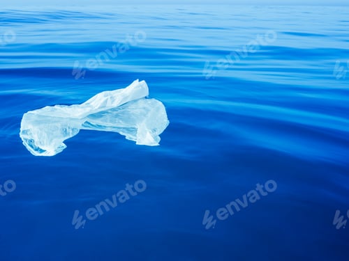 Preview: plastic bag floating on the surface of the water