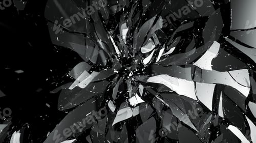Preview: Destructed or broken glass on black