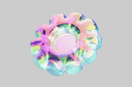 Visualização: Objeto de forma floral de vidro iridescente