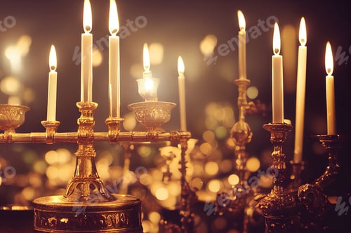 Preview: candles burning on Menorah happy Hannukah