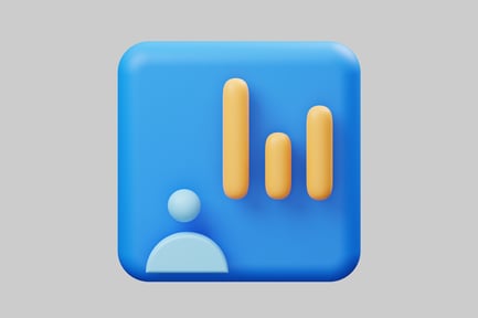 Preview: Business data chart blue square