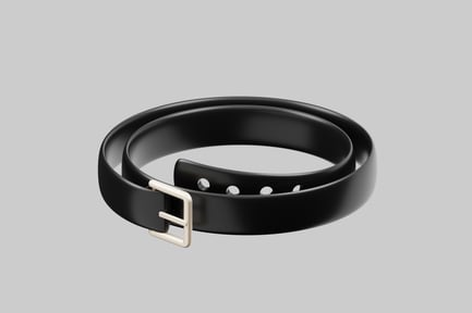 Preview: Glossy black belt with silver buckle