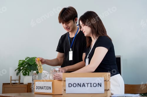 Preview: Community donation event local center volunteer activity indoor space engaging interaction