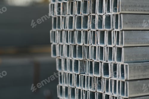 Preview: stack of square steel pipes for construction supplies.thailand