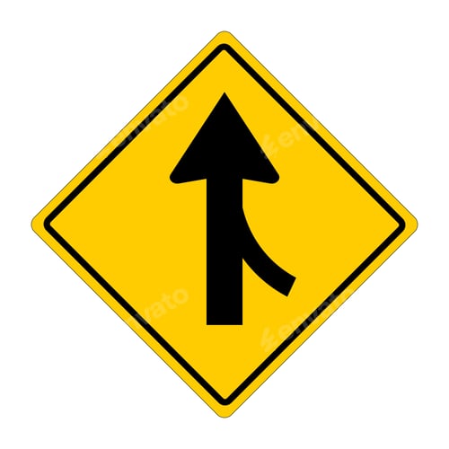 Preview: Road sign MERGING TRAFFIC FROM RIGHT on white background, illustration