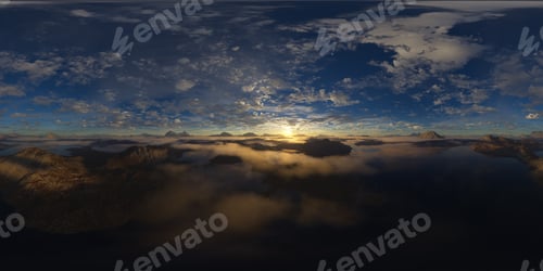 Preview: Dramatic Aerial Panorama of Clouds and Mountain Landscape. Nature Background.