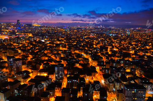 Preview: top view of cityscape in istanbul at night