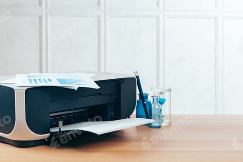 Preview: Copier or printer in a modern office interior close up