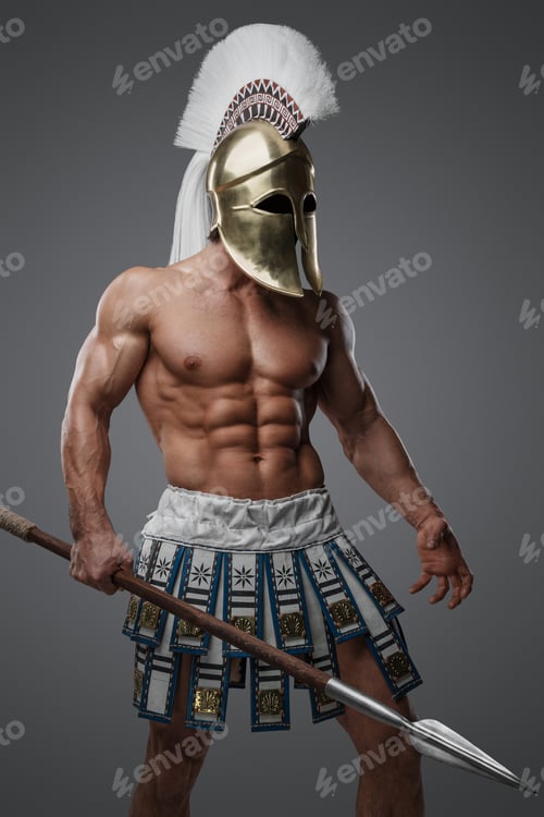 Preview: Muscular spearman from ancient greece with long spear