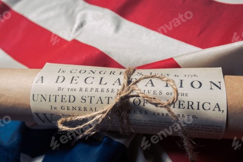 Preview: United States Declaration of Independence on a Betsy Ross flag