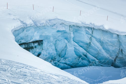 Preview: Ice wall in the alps mountains Austria. Near the ski resort Pitztaler Gletscher