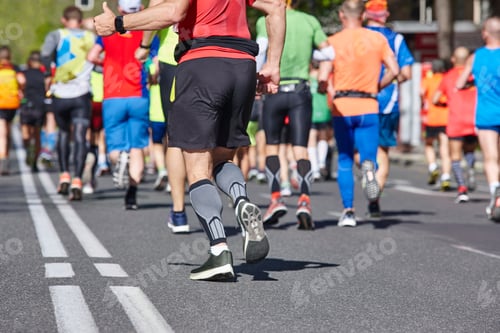 Preview: Marathon runners on the street. Healthy lifestyle. Athletes