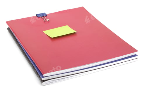 Preview: Notebook stack. Schoolchild and student studies accessories. Back to school concept.