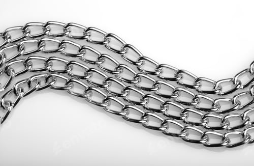 Preview: Chain Heap - Abstract Metal Background. Collection Silver Jewelry Chains On An Isolated Black